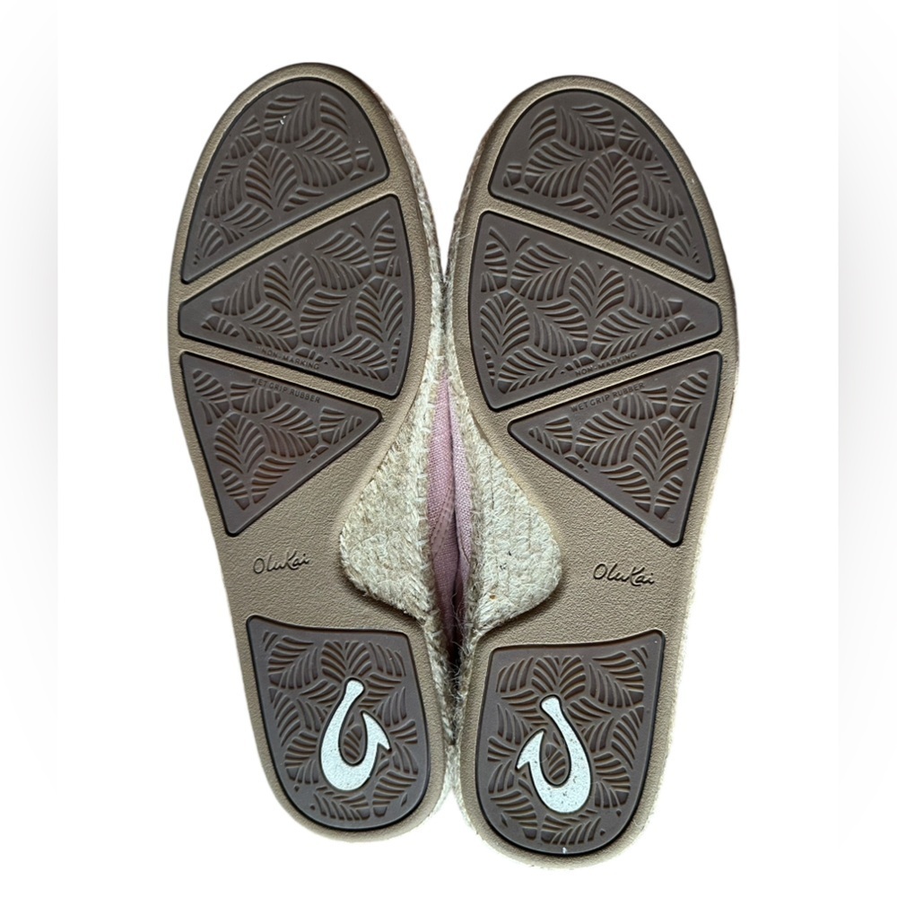 Olukai Pink Rose Sea Salt Kaula Pa’a Kapa Linen Espadrille Drop In Shoe - Picture 10 of 13